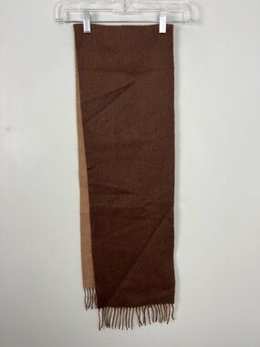 Chaps 100% Wool Brown and Tan Two Tone Fringe Men's Scarf